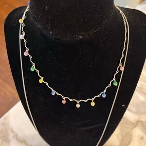 Colorful silver necklace with silver chain